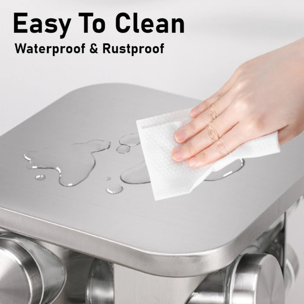 Stainless Steel Spice Rack Rotating Seasoning Set Vertical Spice Sorting Rack Square Condiment Organizer Salt Sugar Containers