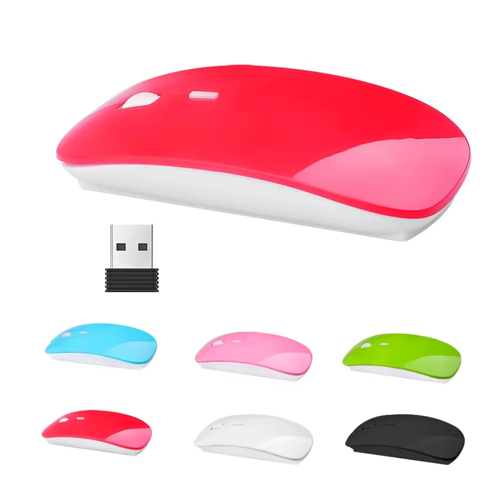 Slim Wireless Mouse 2.4GHz Optical Mice 1600DPI USB Receiver Gamer Office Thin Mouse Ergonomic Design Mice For PC Laptop Desktop