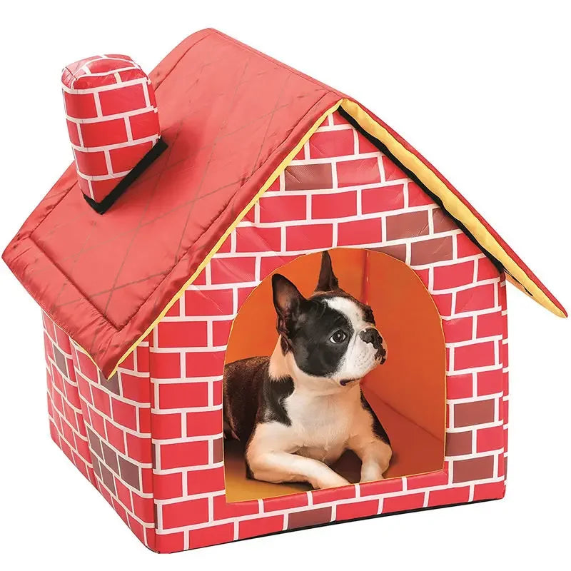 Katze Welpe Home Tragbar 2025 - Rote Ziegel Haustier Hunde Haus - Warm Gemütlich Katzen Bett Hunde Zwinger Abnehmbar Travel House