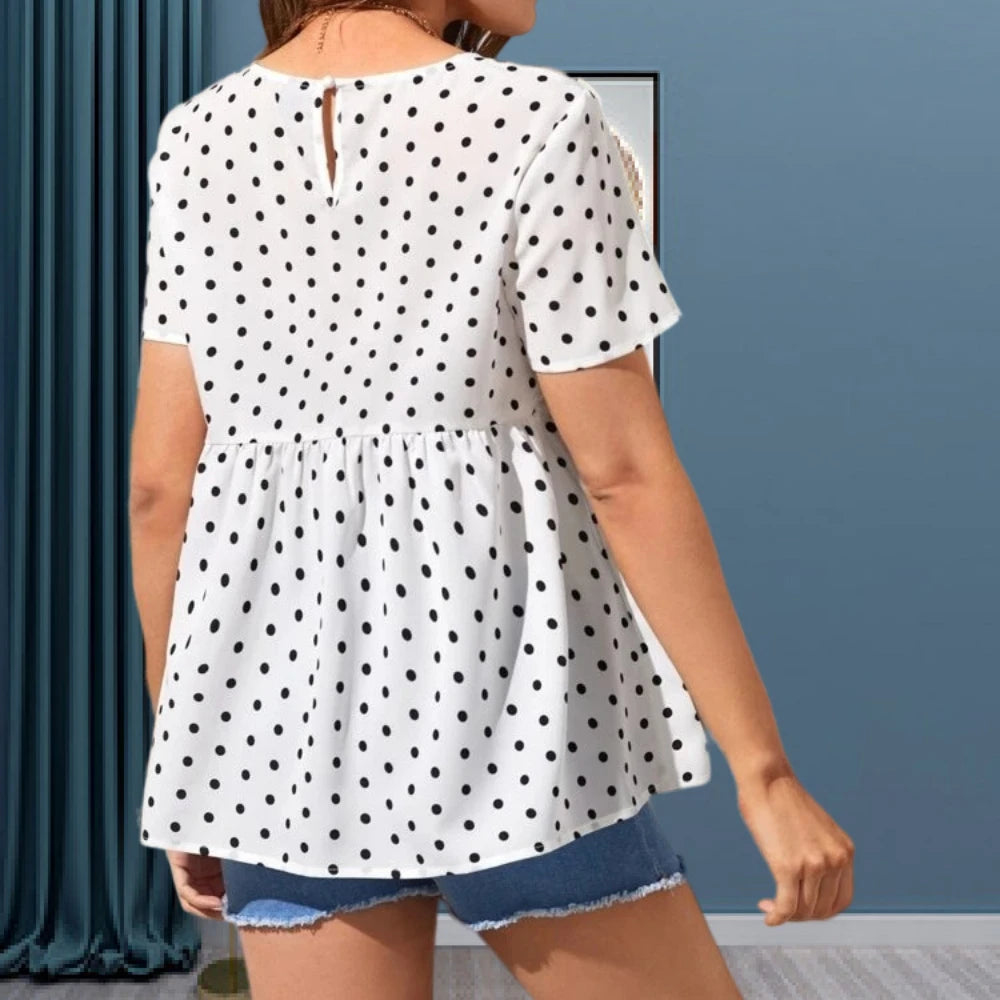 Sommer Beliebte Polka Dot Kurze Ärmel 2025 - Rundhals Stillen Umstandshemd - Schwangere Frauen Kleidung Umstandsmode T-Shirt