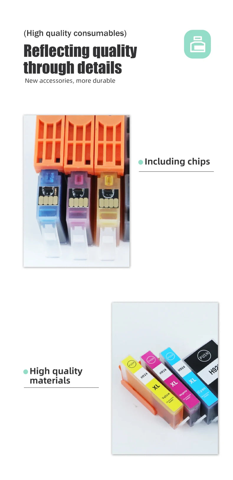 HP 924/924E/924XL High-Yield Ink Cartridges | Compatible with OfficeJet Pro 8120e-8135e Series Printers | Premium Quality