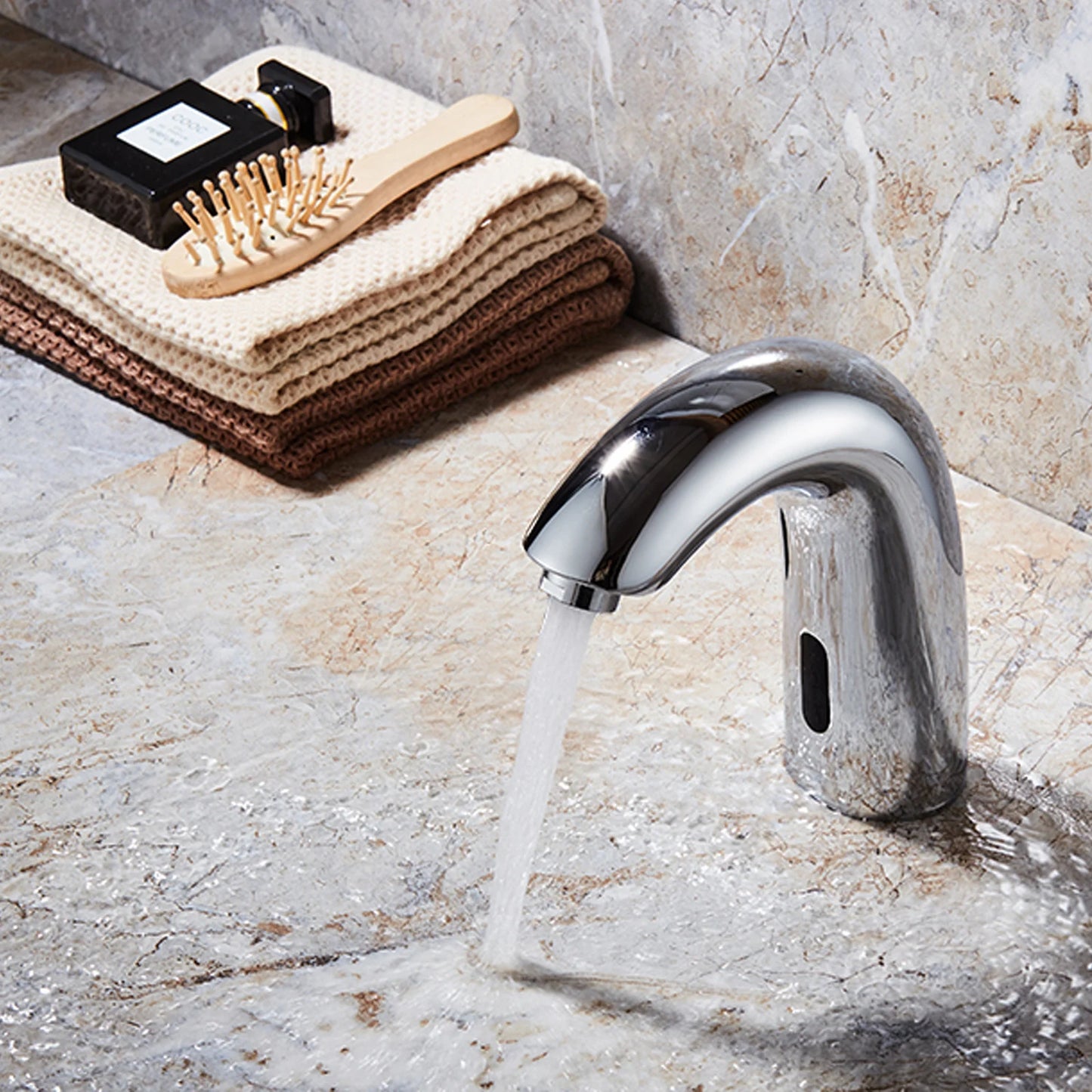 Berührungsloser Wasserhahn - Infrarot Sensor Automatik Waschbecken Armatur mit Zulaufrohr Bad