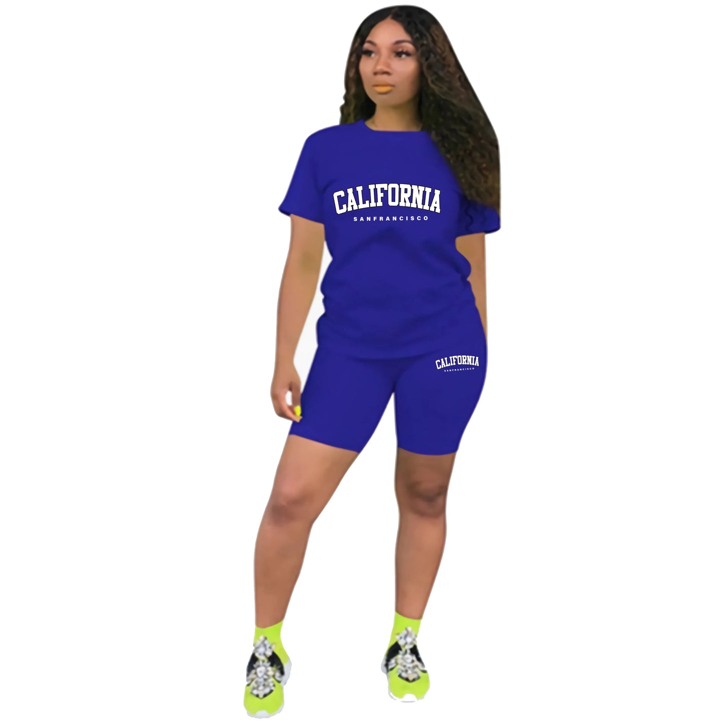 Damen Sommer Trainingsanzug Print T-Shirt+Shorts 2 Teilig Sets Mode Sportbekleidung Kleidung Luxus Casual Jogging Kurze Ärmel Anzug