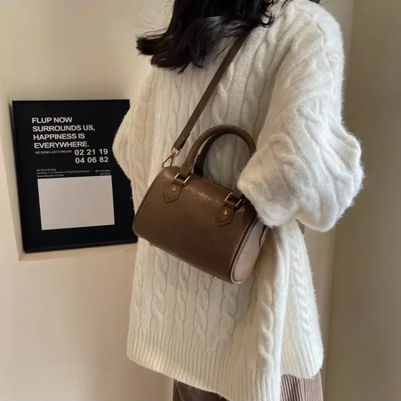 Geantă de umăr simplă pentru femei, stil britanic, stil Boston, geantă de mână, geantă de mână pentru femei, geantă de mână pentru fete, geantă de mână vintage Boston, geantă de mână crossbody, geantă de mână pentru femei