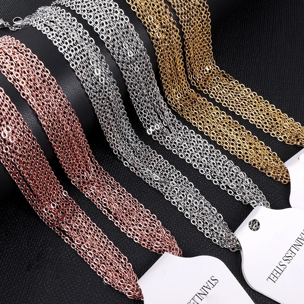 Coliere din oțel inoxidabil 2025 - LUXUSTEEL 10 buc/lot 2 mm/1 mm în formă de O, link-uri cubaneze DIY