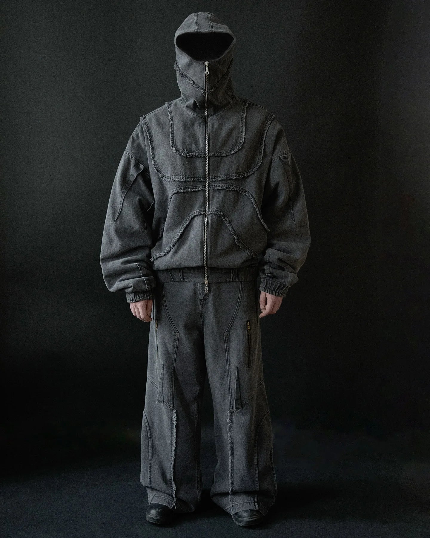 Washed Denim Jacket Y2K American Double Zipper Stitching Flanging Design Streetwear Gothic High Street Oversized Unisex Pullover