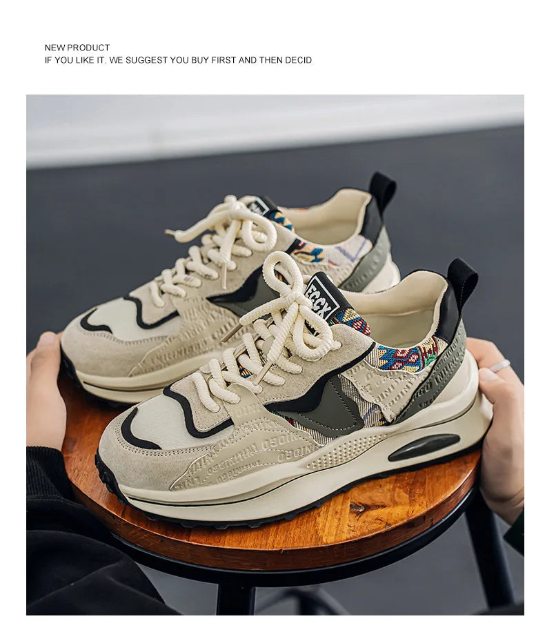 Men's Shoes 2025 Spring New Casual Versatile Comfortable Fashion Trend Niche Non-slip Wear-Resistant Retro Sneakers