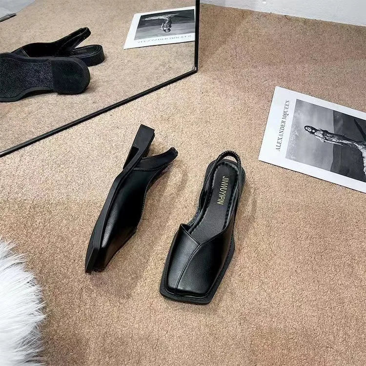 Women Sandals Elegant Square Toe Flat Shoes for Women Fashion Low Heels Sandals Brand Designer Women Party Shoes Sandalias Mujer