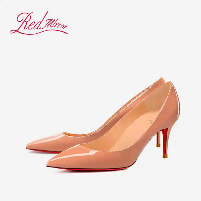 Women's elegant high heel shoes Luxury Brand Black Women heels shoes woman 2025 trend Red Shiny Bottoms Pointed Toe Sexy Pumps