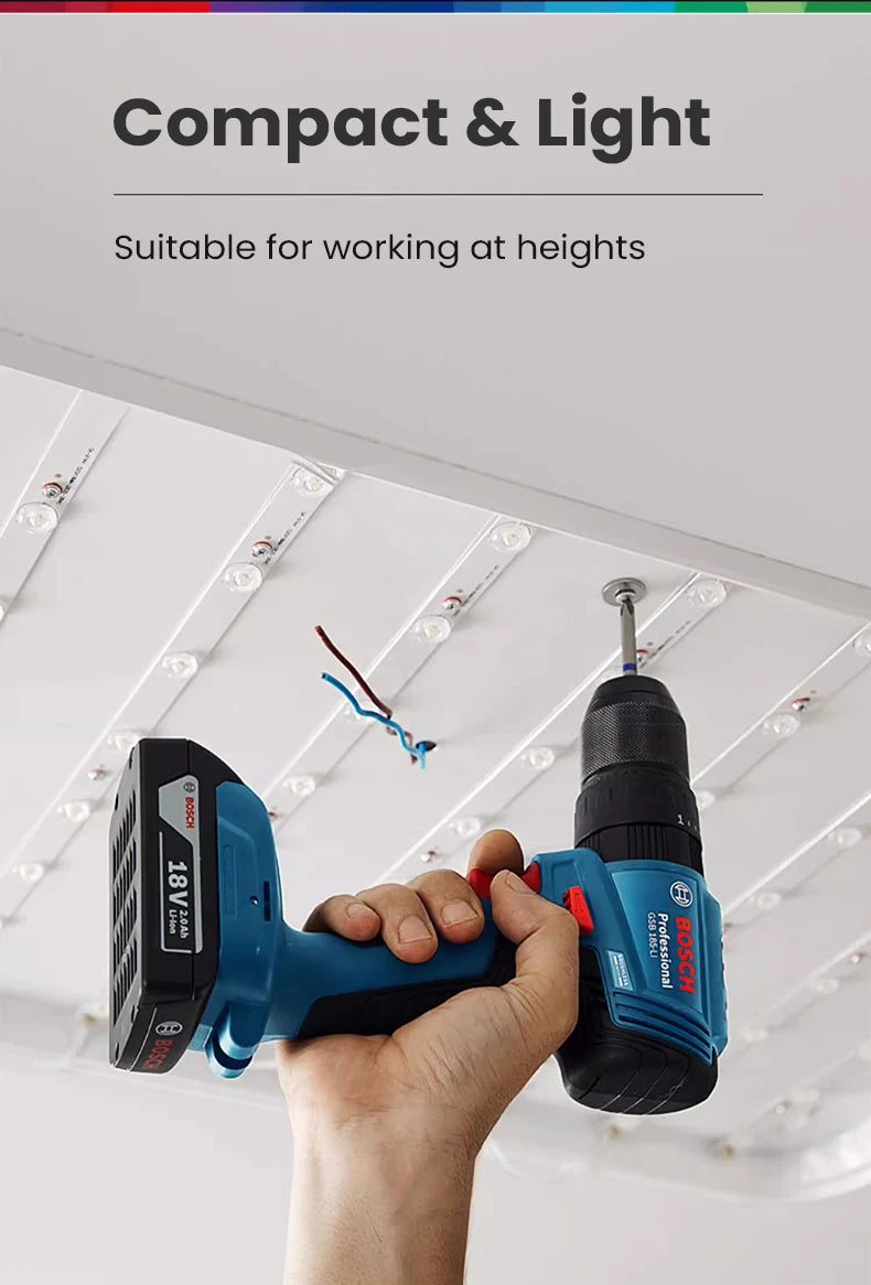 Bosch GSB 185 Li Cordless Impact Drill 3 In 1 Multifunctional 50Nm Electric Screwdriver Brushless Hammer Drilling Pro Power Tool
