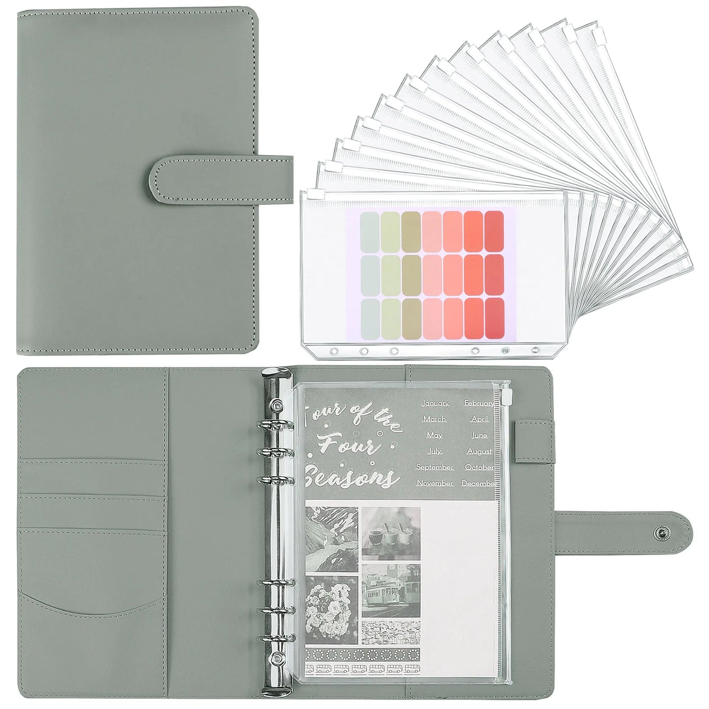 Coliky A5 A6 PU Leder Organizer - 6 Ringe 12 Taschen