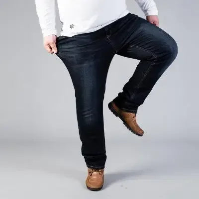 Jeans for Men Plus Size 44 46 48 50 Straight Cut elastic Denim Long Pants - Golden Bridge Store