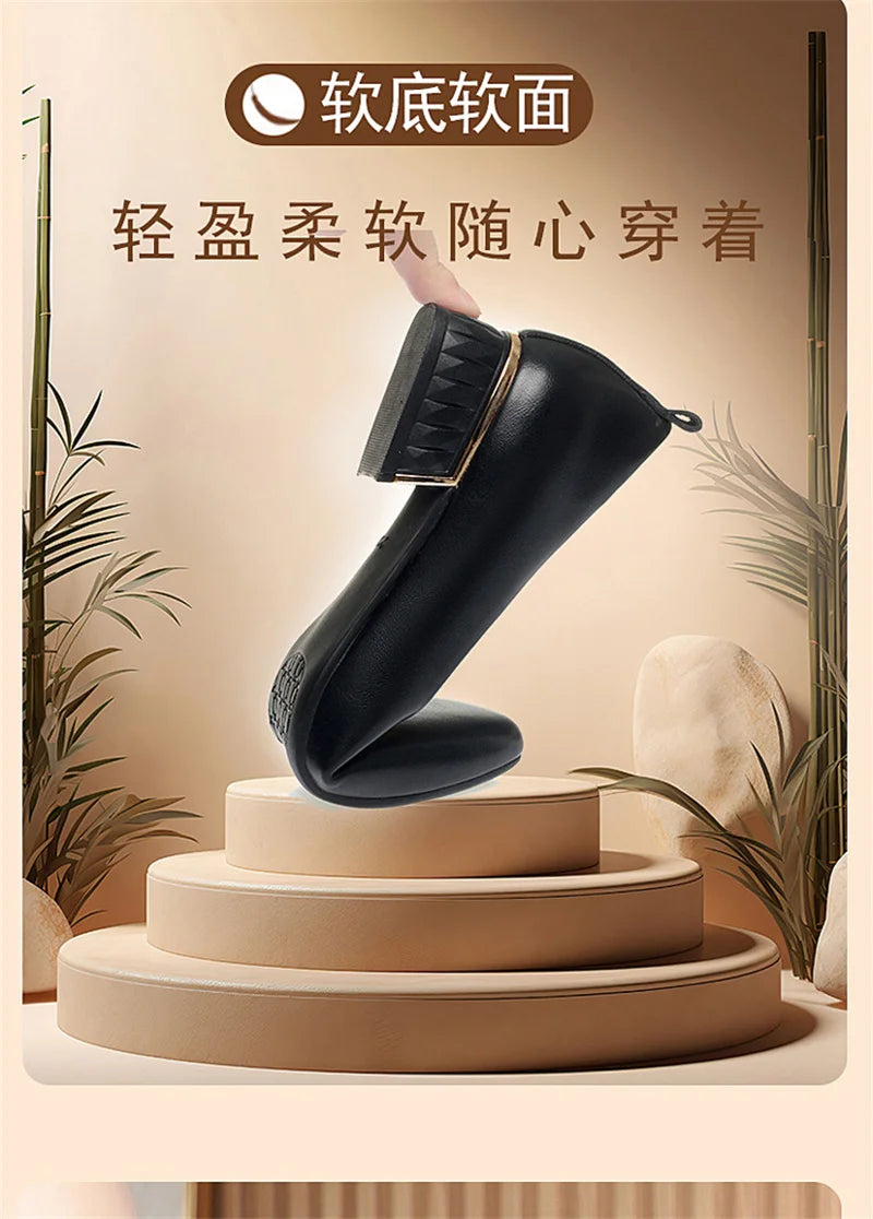 Simple Soft Leather Thick Heel Single Shoes For Women In Summer New Pointed Toe Low Heel White Work Shoes Elegant Comfortable