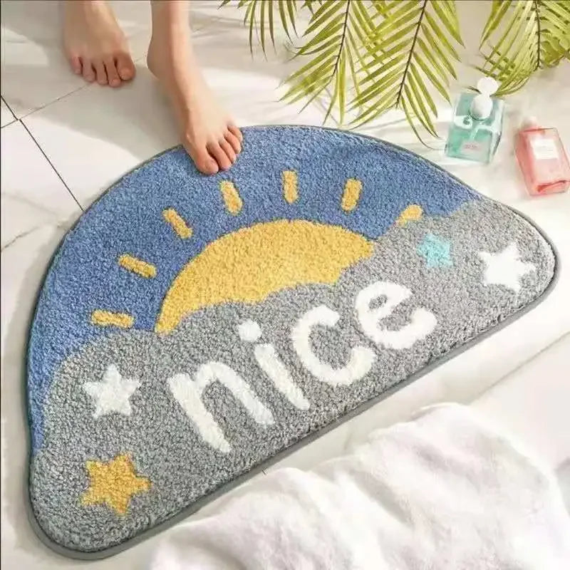Bath Mats Cartoon Non-slip Absorbent Bathtub Embossed Kawaii Rug Shower Room Chenille Anti-slip Floor Mat Doormat Thickening New