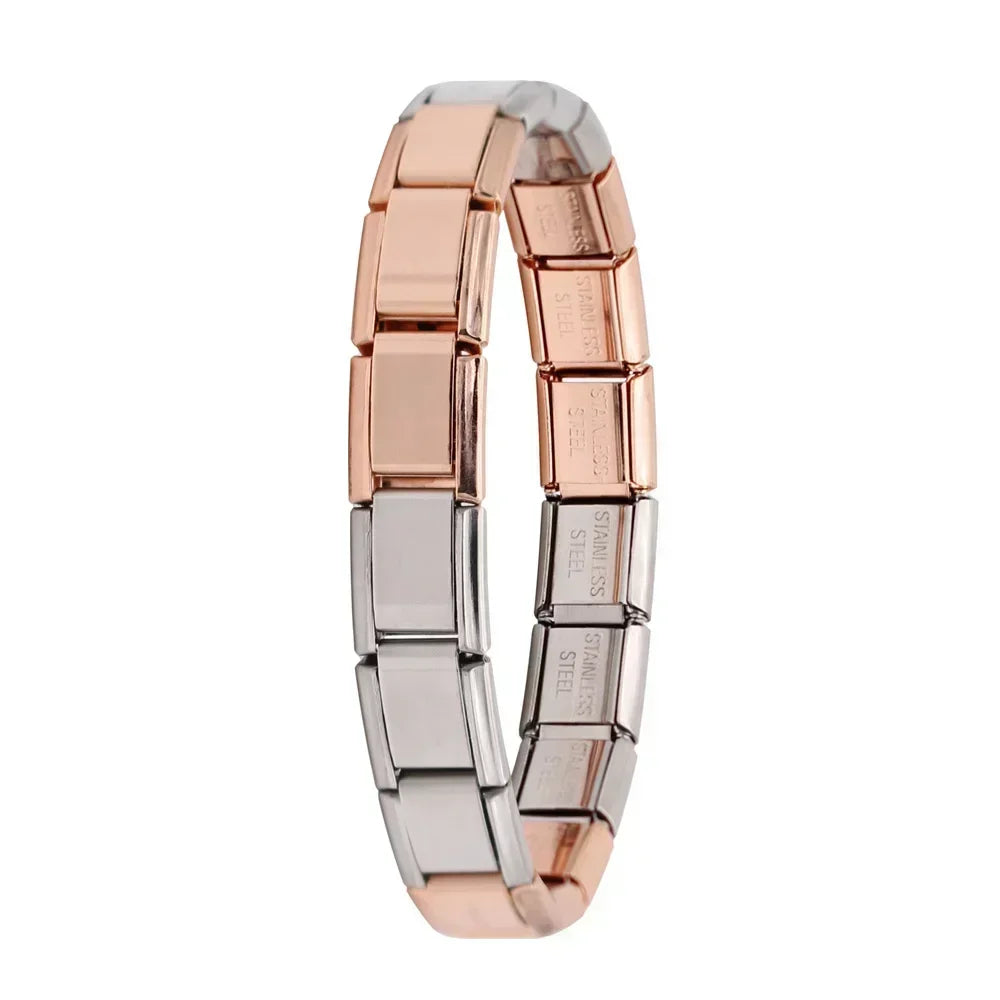 Hapiship Neue Damen Schmuck 9mm Breite Italienisch Elastisch Anhänger Armband Mode Edelstahl Armreif ST-
