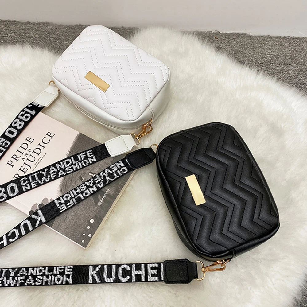 Fashionable Shoulder Bag for Women Wavy Pattern Crossbody Bag Trendy Girl Strap Bag Purse Solid Color Handbags Pu Leather