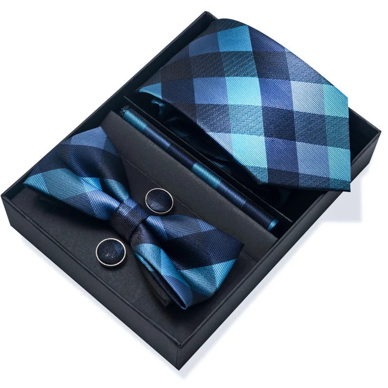 Men's Tie Pin cuff square bow Tie with pocket square cufflinks Set Paisley Men's Business Wedding Suit Accessories 6-piece set
