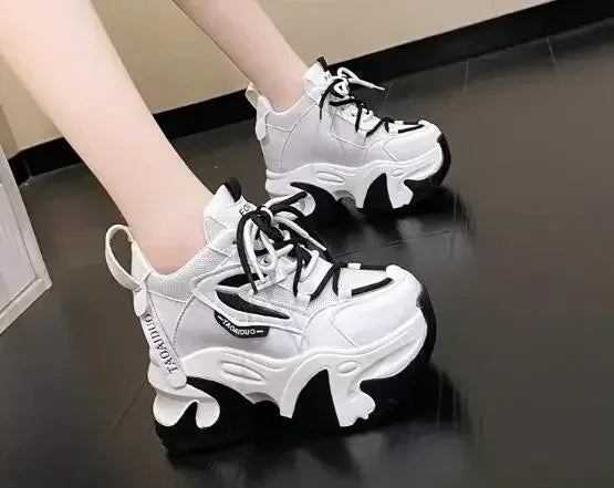 Fashion Sneakers For Women 11CM Platform Chunky Casual Shoes High Quality Autumn Woman Tenis Female Walking Trainers Thick Sole