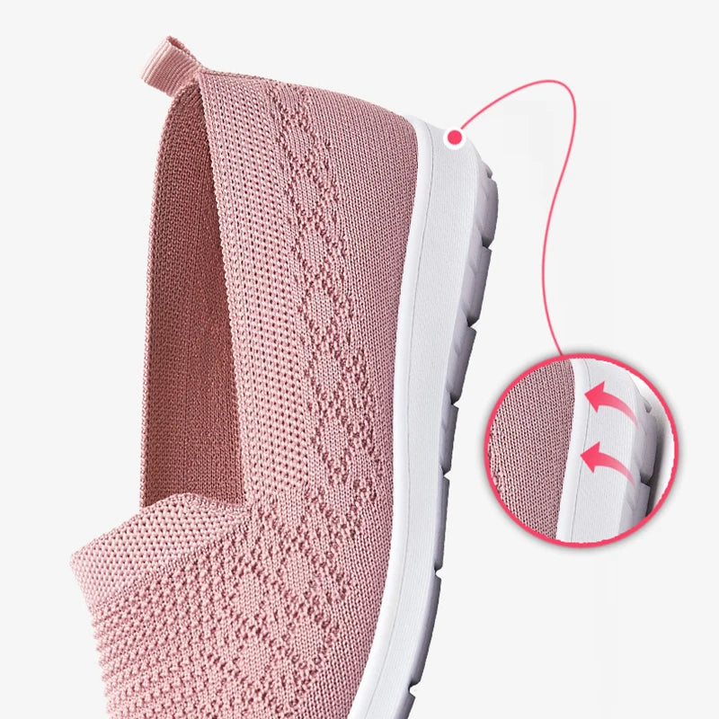 Breathable Knit Slip On Sneakers for Women Spring Summer Non Slip Casual Walking Shoes Woman Solid Color Comfort Flats Footwear
