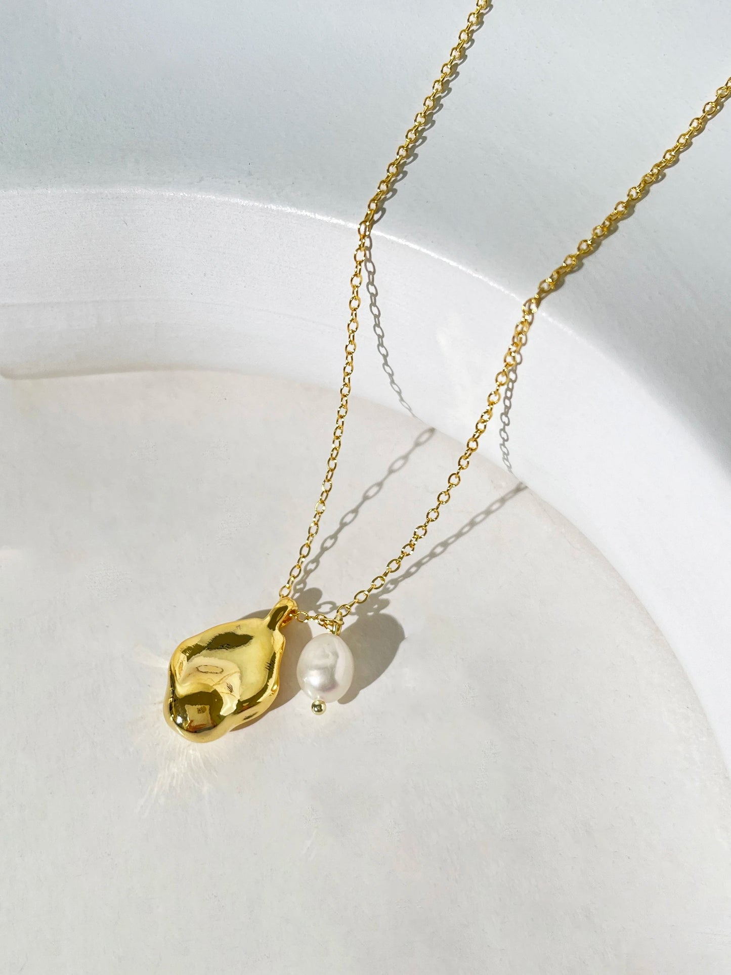 Peri'sbox Gold Silver Plated Baroque Pendant Necklace with Natural Freshwater Pearl Irregular Teardrop Necklaces Great Gift Idea