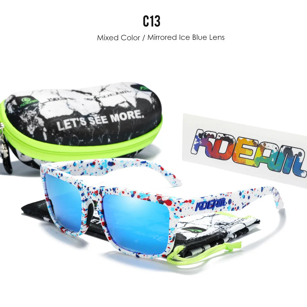 Ochelari de soare polarizați KDEAM pentru bărbați, ochelari de soare pătrați, casual, în aer liber, ochelari de soare unisex pentru femei, pentru cupluri, cu ambalaj nou