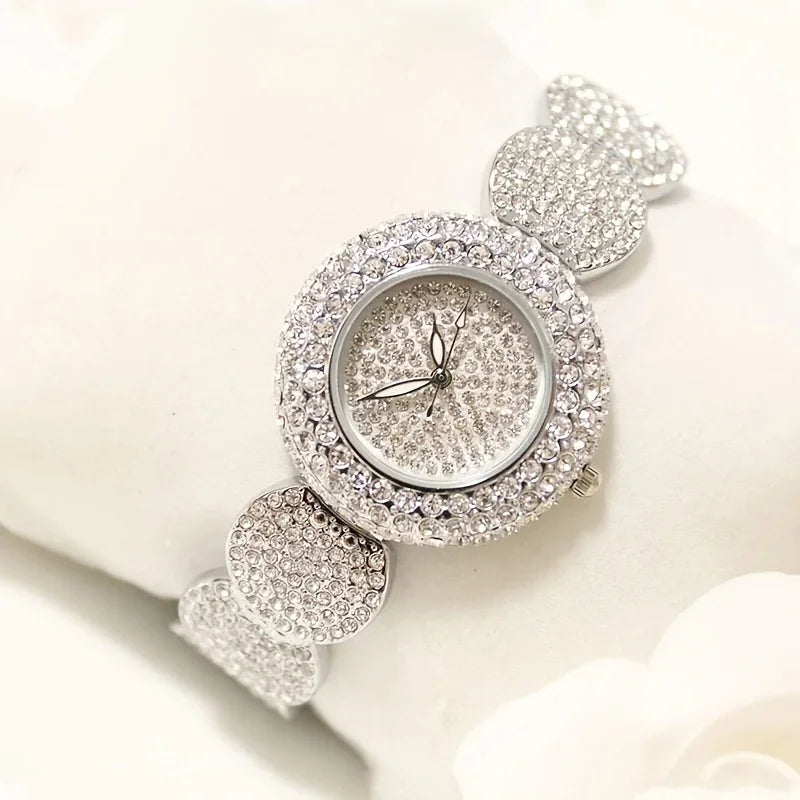 Damen-Luxus-Uhr 2025: Strass-Quarz Armbanduhr - Glamour Collection