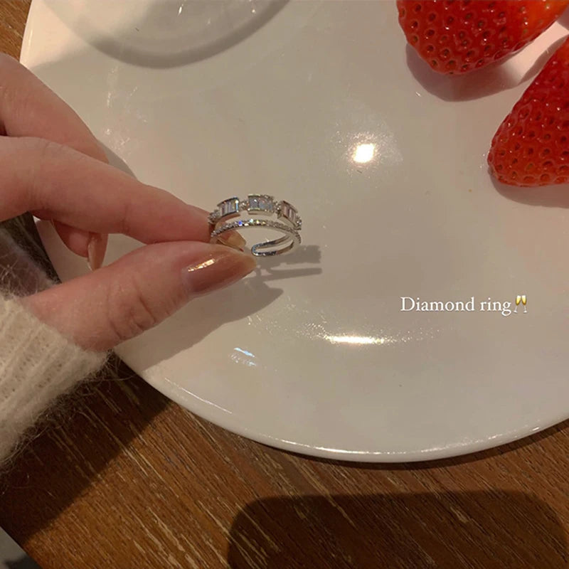 CHUHAN Geometrisch Zirkonia Ring - 925 2,5g Verstellbar