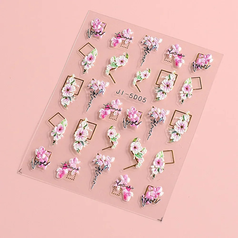 Choice 5D Nagelsticker Cherry Blossom - 3D Gold 10er Set
