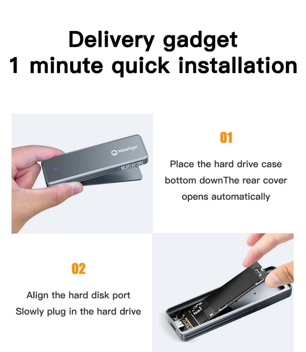SSD-Gehäuse 2025: Meetiger M.2 SSD Enclosure - 10Gbps USB3.2 Type-C Aluminum NVMe SATA Collection