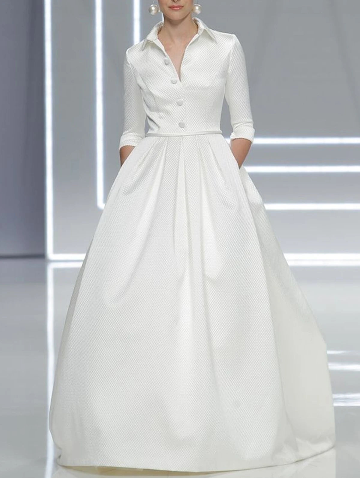 Rochii elegante pentru femei, la modă, cu guler pliat, mânecă lungă, un rând, petrecere, seară, rochie de club, rochie maxi pentru femei 2024