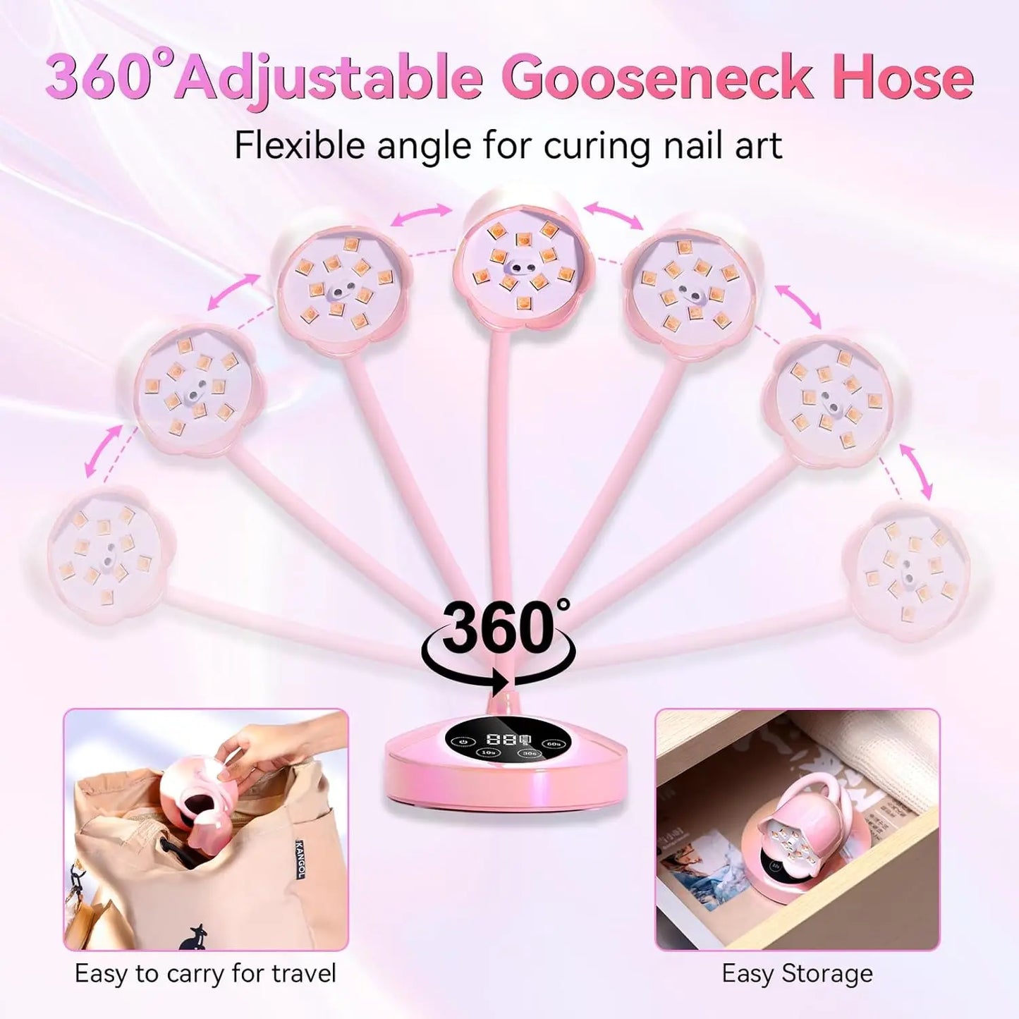 Lampă UV LED Makartt pentru unghii, reîncărcabilă, mini lumină UV pentru unghii cu gel, lampă UV cu gât de lebădă, 10W, Equitment Manichiură