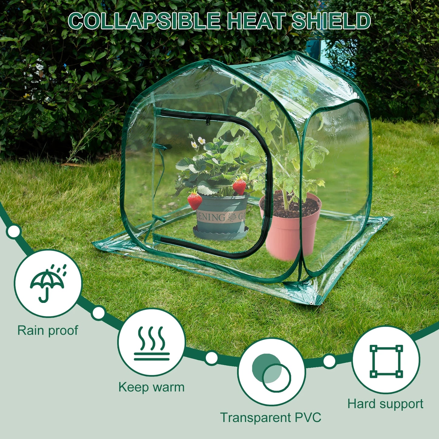 Foldable Mini Greenhouse PVC Pop Up Transparent Greenhouse With Zipper Closure Preservation Plant Greenhouse Garden Accessories