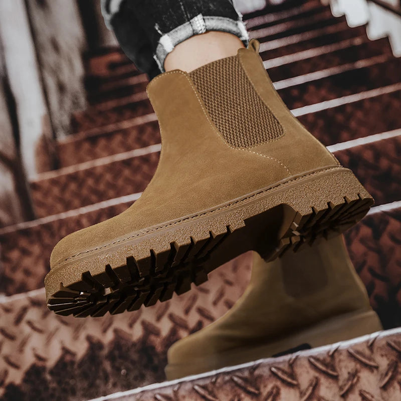 YeinshaarsCN HighTop Leder Stiefeletten Vielseitige - Knöchelhoch, Leder, Reißverschluss