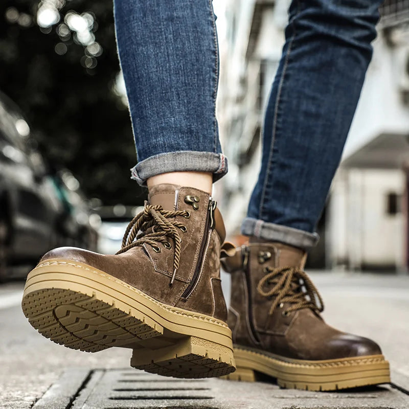 YeinshaarsCN Suede Leder High-Top - Größe Knöchel Rutschfeste Sohle