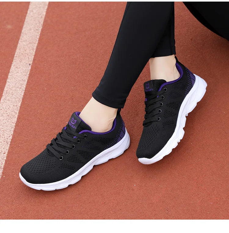 Hot Sneakers Shoes for Women Soft Flat Casual Shoes 2025 Spring Summer Light Breathable Mesh Sneakers Walking New Ladies Shoes