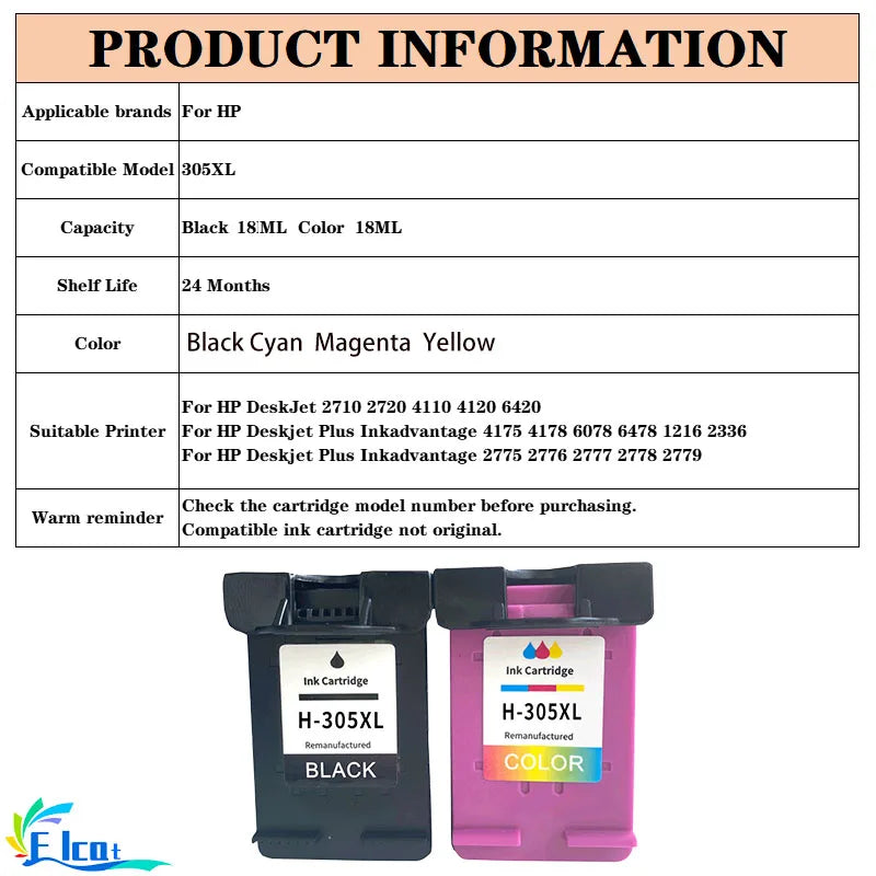 CHANGXI 305XL Remanufacturat - 18ml Negru 18ml Culoare HP