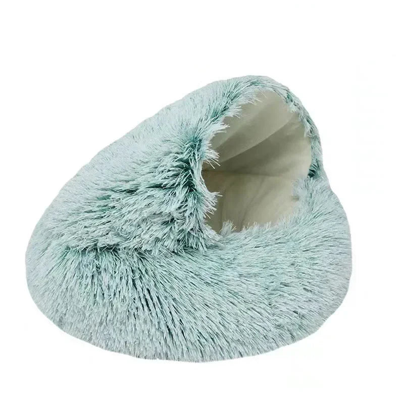 Soft Plush Pet Bed with Cover Round Cat Bed Pet Mattress Warm Cat Dog 2 in 1 Sleeping Nest Cave for Small Dogs
