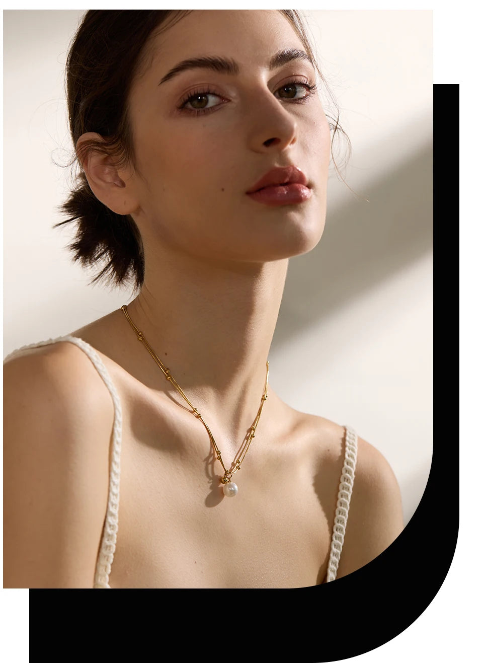 Yhpup Elegant Imitation Pearls Stainless Steel Round Beads Chain Pendant Necklace for Women Gold Silver Color Korean Jewelry