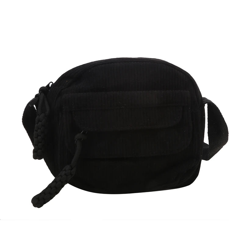 Simple Versatile Crossbody Bag Fashionable Casual Small Square Bag Personalized Commuting Shoulder Bag Corduroy Unisex Trend