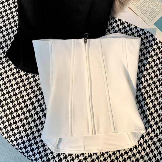 Tanks Tops Women Off-shoulder Outerwear Tube-top elegant Spicy Girls Summer European Style Streetwear Slim Defined Waist Popular