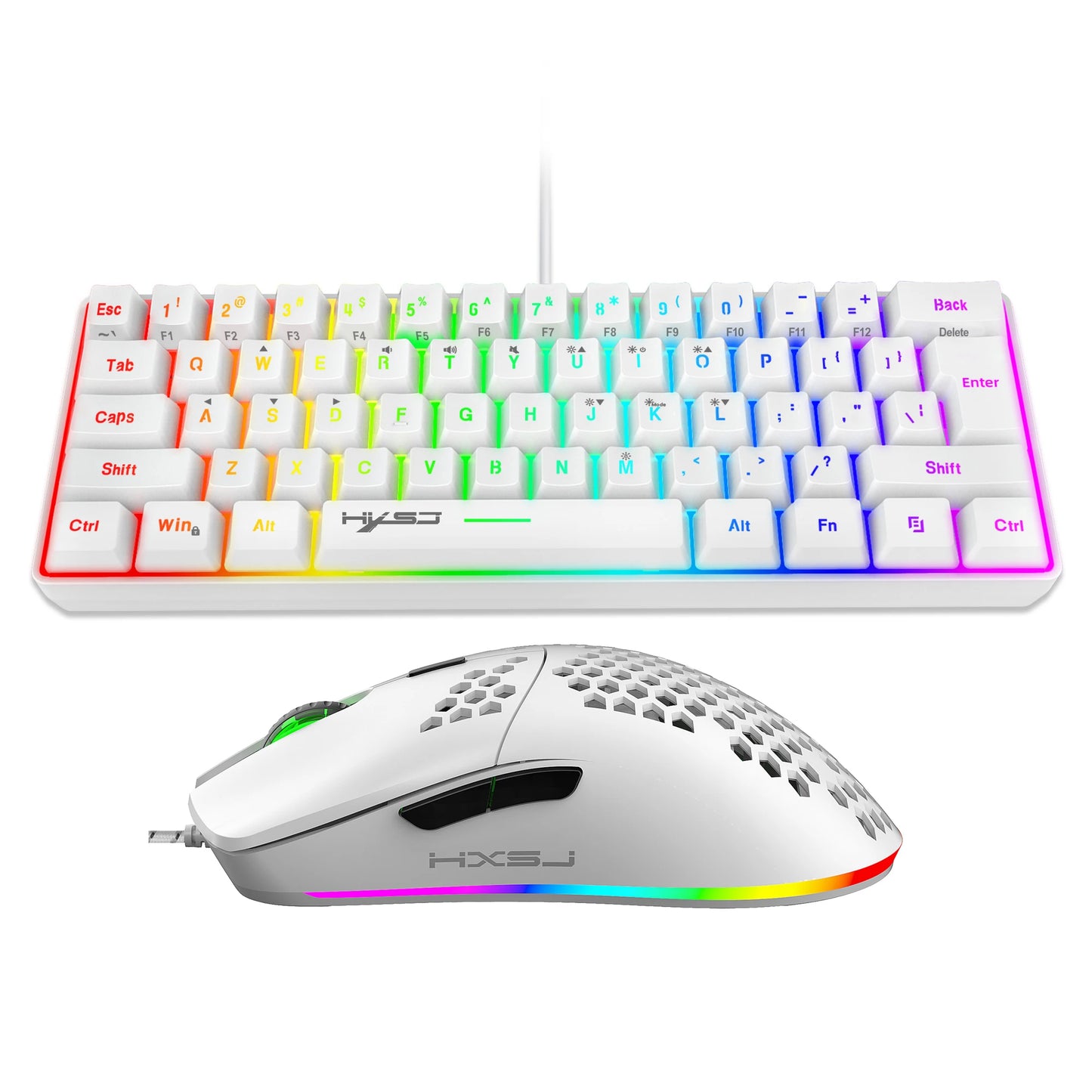 Gaming-Set 2025: HXSJ 61 Keys V700 RGB Luminous - Mechanical Feel Keyboard Mouse Combos Collection