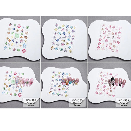 Embossed 5D Colorful Flowers Series Nail Stickers Flower For Design Nail Art Decal Manicure Tool 1pcs