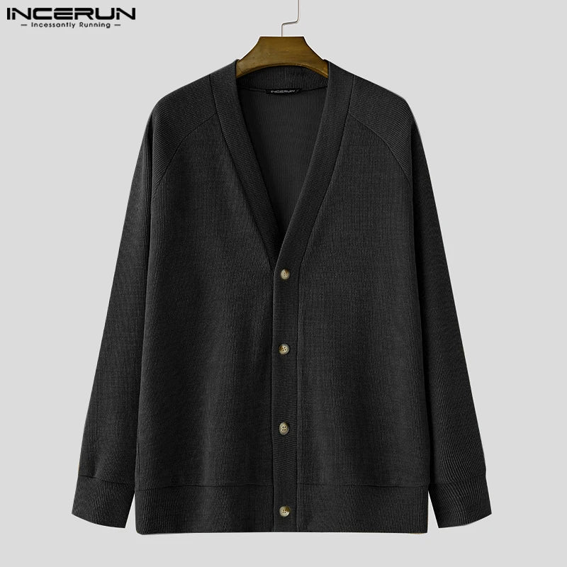 INCERUN Männer Strickjacke V-Ausschnitt - S-5XL Polyester