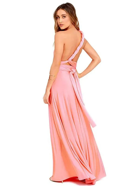 elegant Women Boho Maxi Club Dress Red Bandage Long Dress Party Multiway Bridesmaids Convertible Infinity Robe Longue Femme - Golden Bridge Store