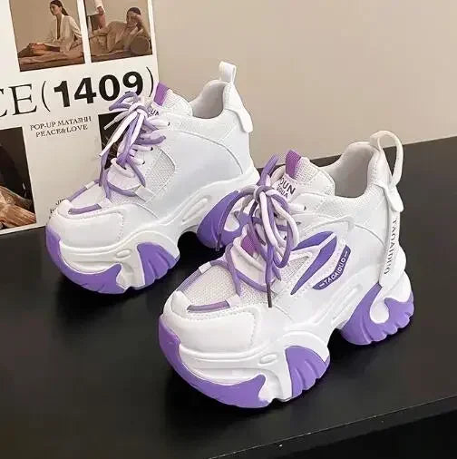 Fashion Sneakers For Women 11CM Platform Chunky Casual Shoes High Quality Autumn Woman Tenis Female Walking Trainers Thick Sole