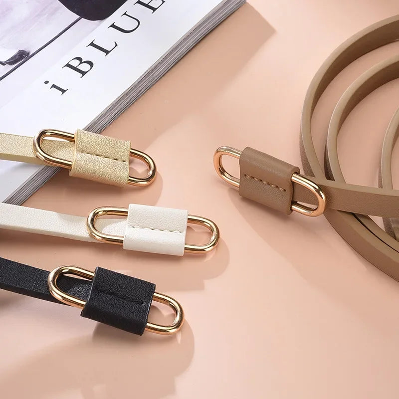 Metal Buckle Thin Stretchy Waist Belt Striped Elastic Waistband Elegant Women Girdle Female Belt Fashion Apparel Accessories New