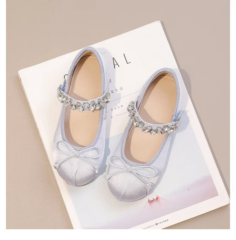 Kinder Prinzessin Schuhe 2025 - Modische Wasser Strass Mädchen Kleine Leder Schuhe - Frühling Neu Weiche Sohle Einzelschuhe 4-6J