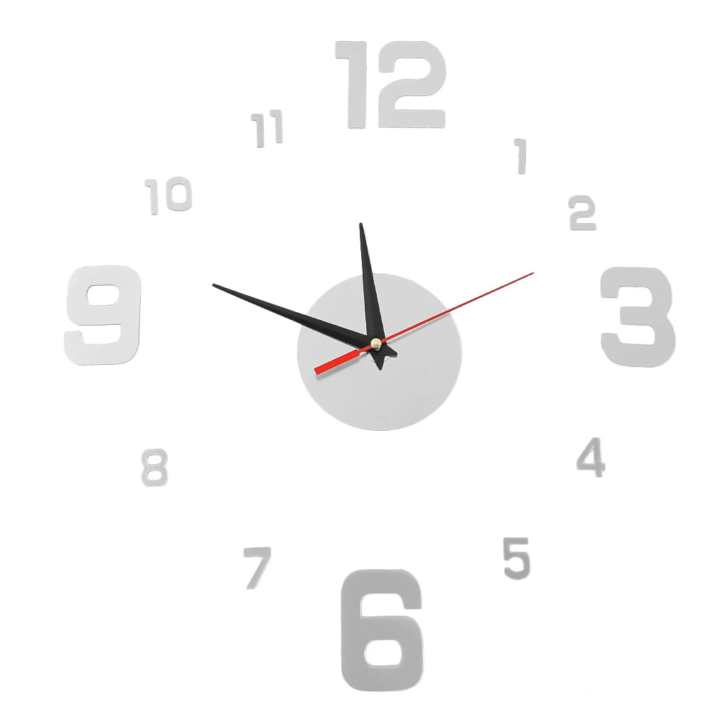 Combination 3D Spiegeluhr - Groß Selbstklebend Rahmenlos