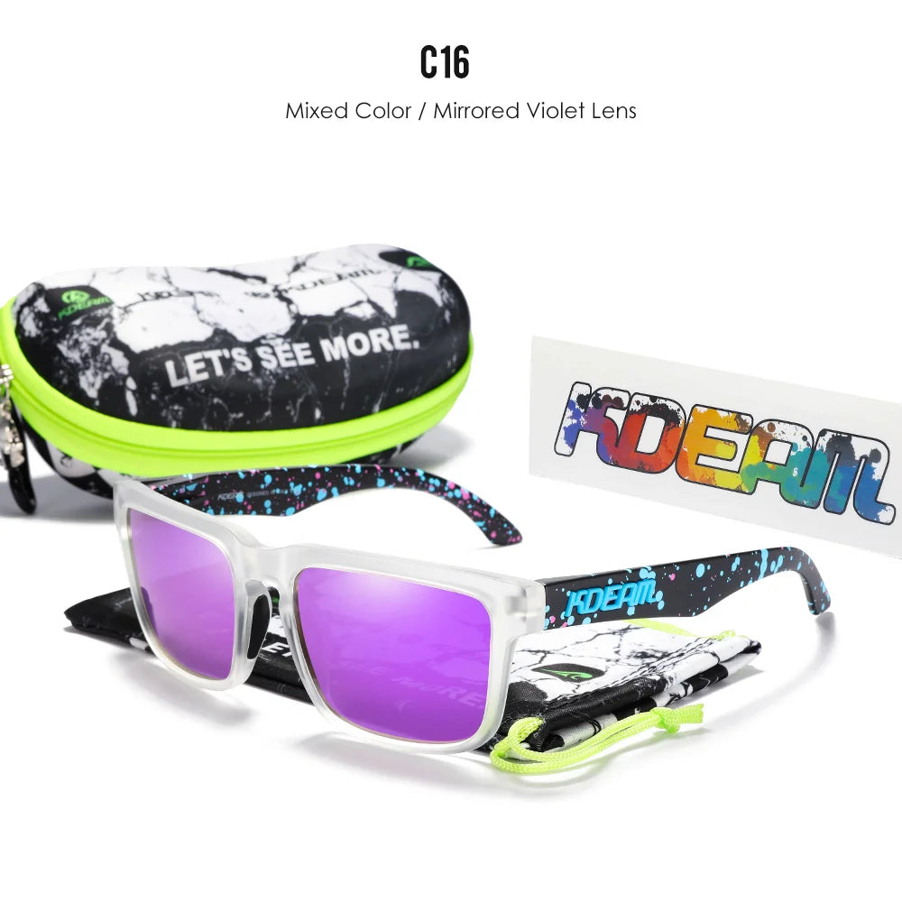 Ochelari de soare polarizați KDEAM pentru bărbați, ochelari de soare pătrați, casual, în aer liber, ochelari de soare unisex pentru femei, pentru cupluri, cu ambalaj nou