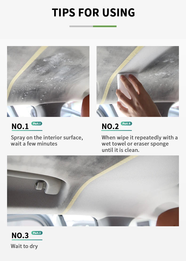 Agent de curățare a interiorului mașinii, curățitor de tavan, piele, flanel, țesătură, fără apă, instrument multifuncțional de curățare a tabloului de bord auto HGKJ S21